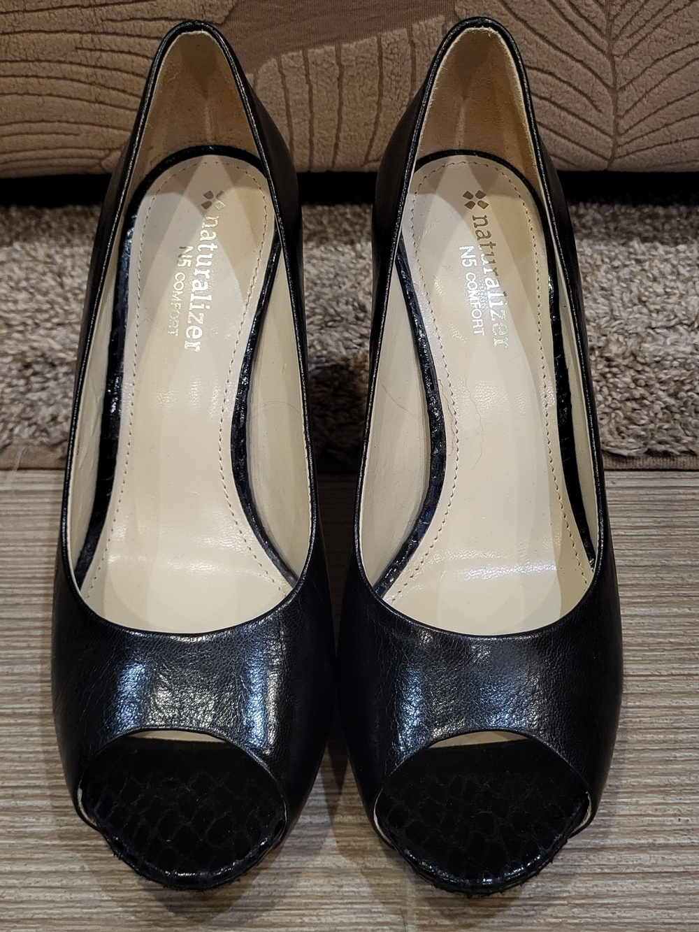 Naturalizer Women's Black Peep-Toe Pumps